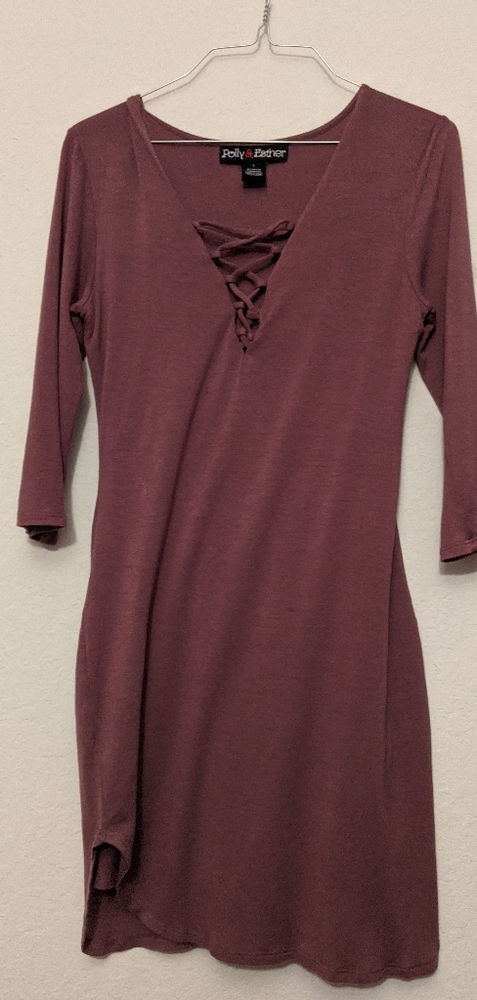 Soft Low Cut Three Quarter Sleeve Dress